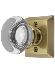 Quincy Rosette Door Set with Providence Crystal Glass Knobs in Antique Brass.